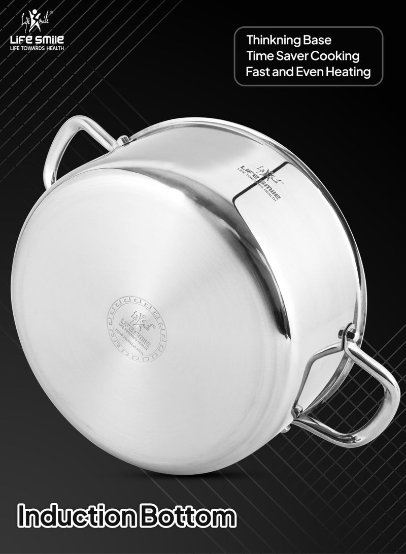 Life Smile 18/10 Stainless Steel Induction Soup Pot Set with Glass Lids – 10pcs Cookware Set includes 20/24/28/30cm Soup Pot with Lid & 28cm Shallow Pot with Lid - Image 2